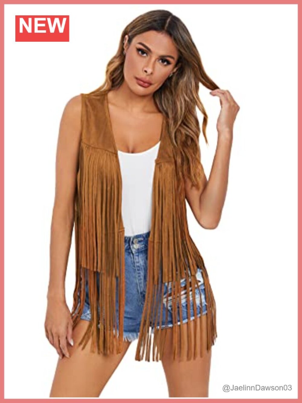 Faux Suede Tassel Sleeveless Vest Hippie Fringe Cardigan Crop